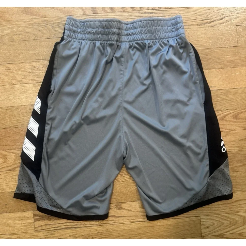 adidas Men's Basketball Mesh Shorts Colorblock Gray/Black/White M Elastic